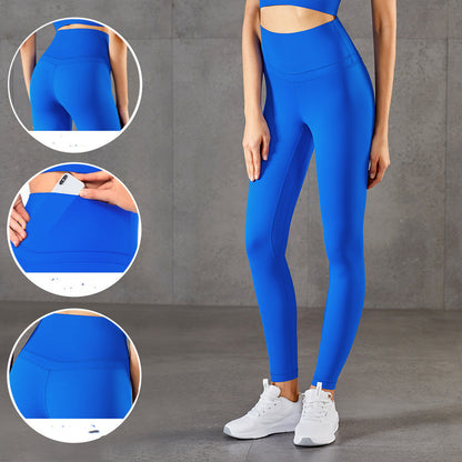 Patchwork Nude GYM Pants Pocket Hip Lift