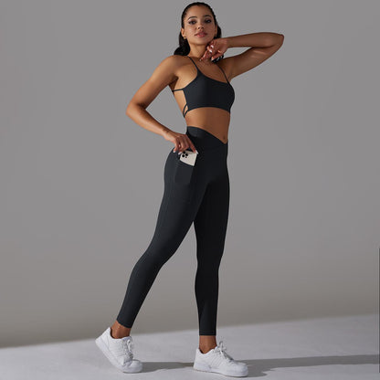 Sling Sports Bra High Waist Hip Lift Tights Suit