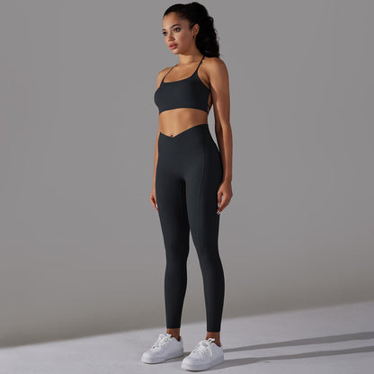 Sling Sports Bra High Waist Hip Lift Tights Suit