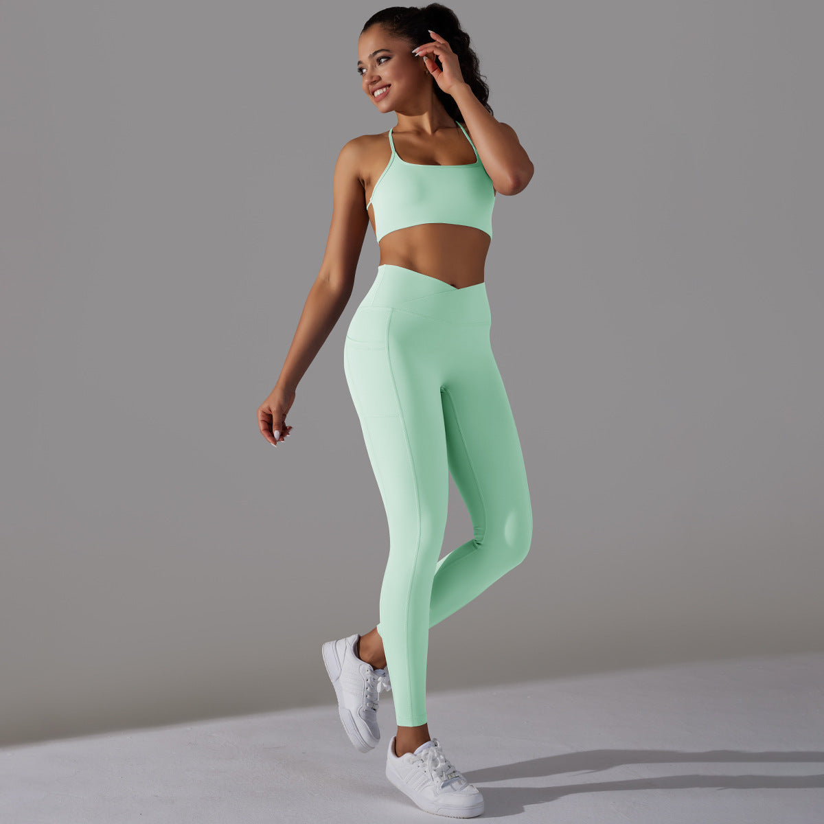 Sling Sports Bra High Waist Hip Lift Tights Suit