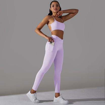 Sling Sports Bra High Waist Hip Lift Tights Suit